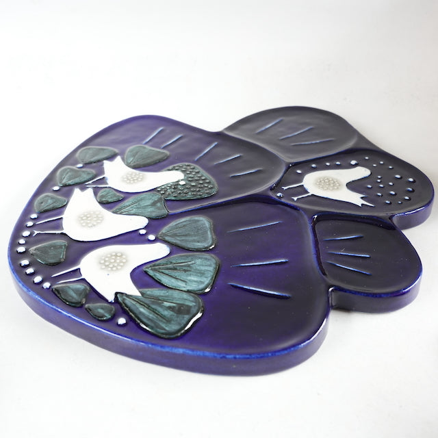 希少 ロールストランド シルヴィア・レウショヴィウス ヴィオラに集う白い小鳥の大サイズ陶板 陶板 Rörstrand