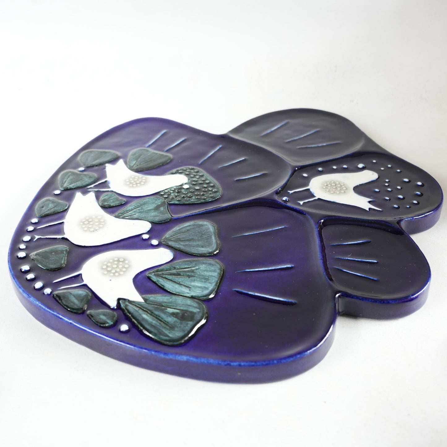 希少 ロールストランド シルヴィア・レウショヴィウス ヴィオラに集う白い小鳥の大サイズ陶板 - 8