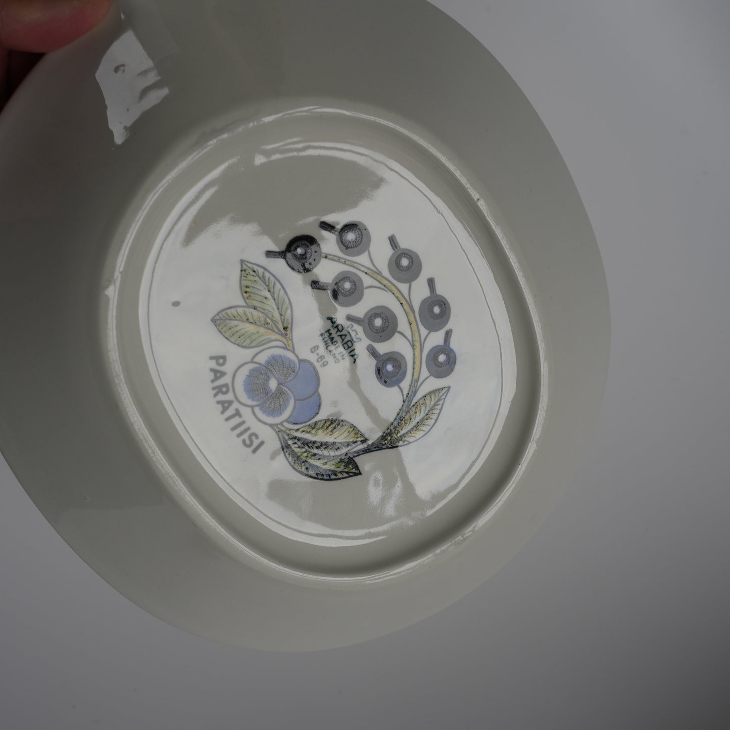 珍品【ヴィオラロゴ】アラビア(ARABIA)パラティッシ(Paratiisi)深皿 スープ皿22cm 裏面(バックスタンプ)