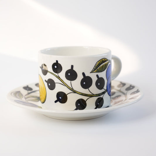 希少【ヴィオラロゴ】アラビア(ARABIA)パラティッシ(Paratiisi)ティーカップ&ソーサー - 全体像