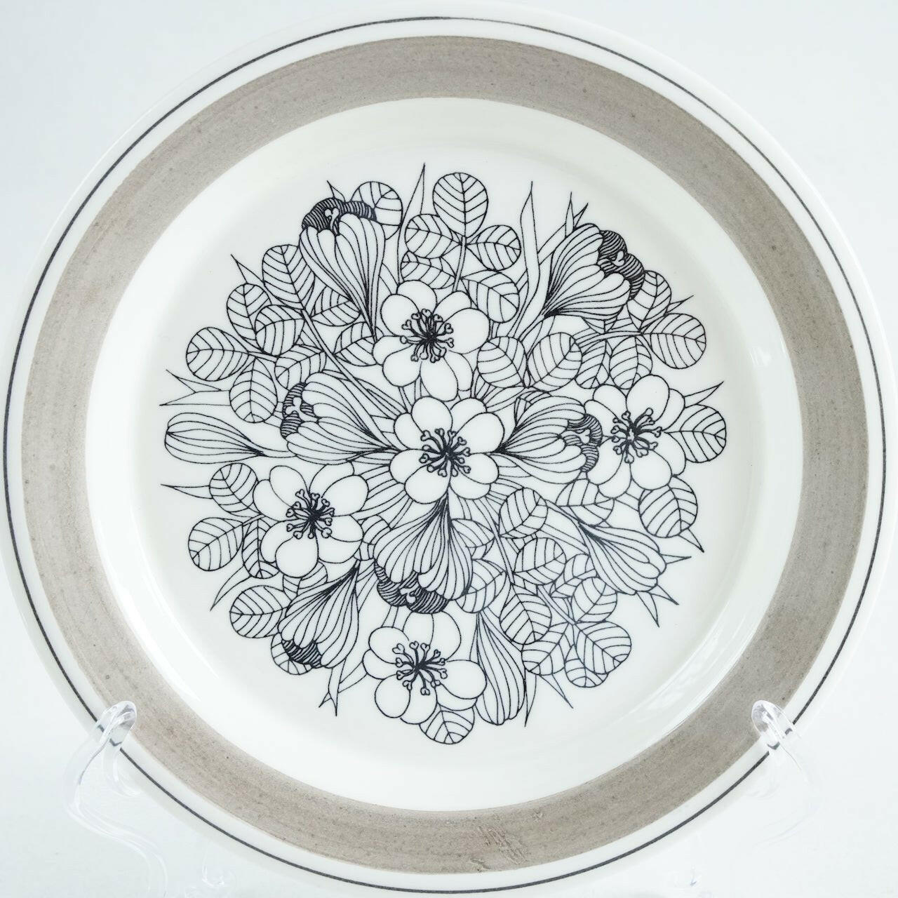 希少 ARABIA クロッカス グレーリム 20cmプレート 皿 ARABIA