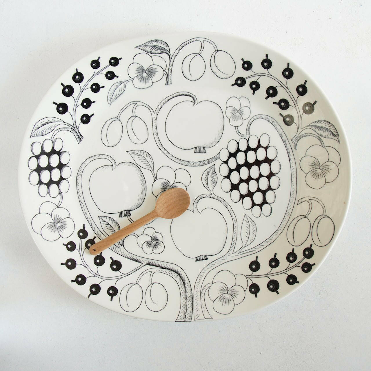 ARABIA パラティッシ(Paratiisi)ブラック 特大オーバルプレート 36cm 皿 ARABIA