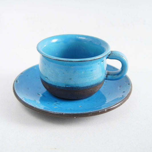 ジイ・ガントフタ(Jie Gantofta)ターコイズブルーのコーヒーカップ・トリオ - 全体像