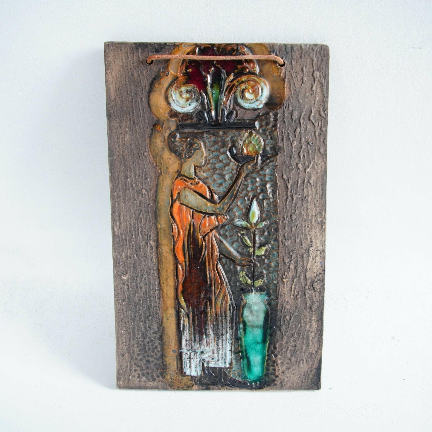 ティルグマン窯「ランプをもつ女」の陶板 陶板 Tilgmans Keramik