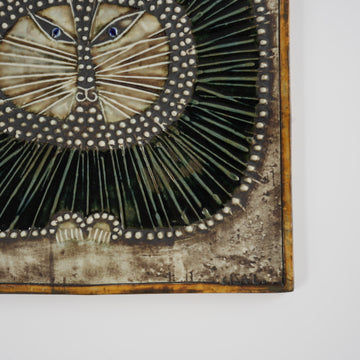 希少 グスタフスベリ リサ・ラーソン 黒い丸猫の陶板（Katt） - 北欧