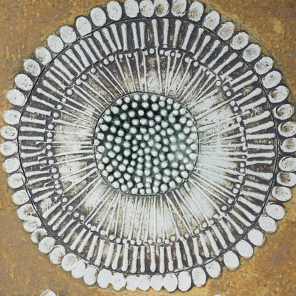 希少 ユニークピース グスタフスベリ リサ・ラーソン 白いひまわり（Solros）の陶板 陶板 Gustavsberg