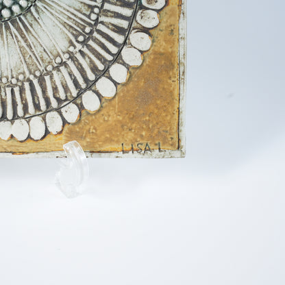 希少 ユニークピース グスタフスベリ リサ・ラーソン 白いひまわり（Solros）の陶板 陶板 Gustavsberg