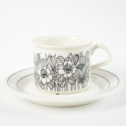 訳あり品 アラビア（ARABIA）クロッカス（Krokus）コーヒーカップ＆ソーサーの白黒デザイン