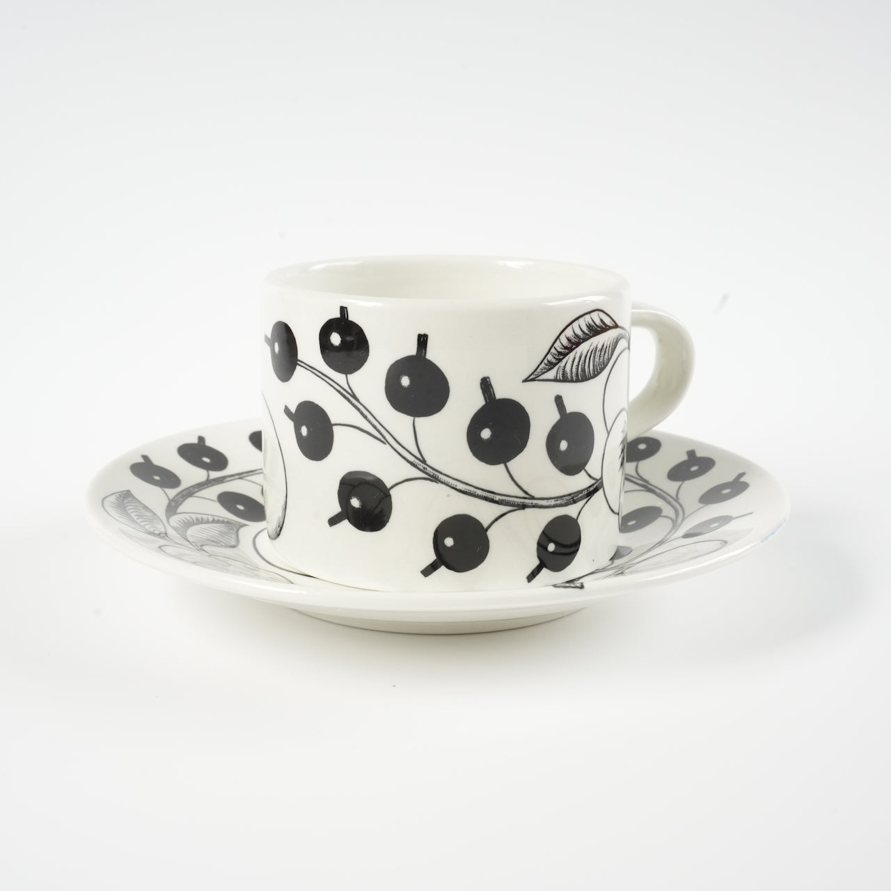 初期モデル アラビア（ARABIA）パラティッシ（Paratiisi）ブラック ティーカップ＆ソーサー - 北欧食器タックショミュッケ