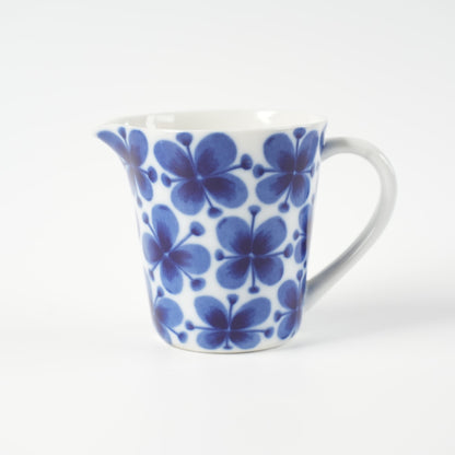 希少フォルム ロールストランド モナミ（Mon amie）クリーマーの画像、青い花柄デザインのヴィンテージクリーマー。