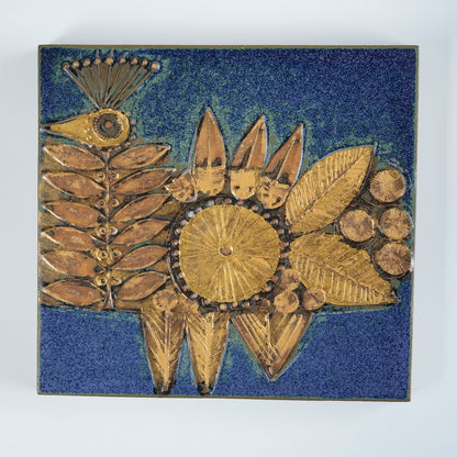 希少色 リサ・ラーソン グスタフスベリ 黄金色の雄鶏（Tuppfågel）の陶板 - 北欧食器タックショミュッケ