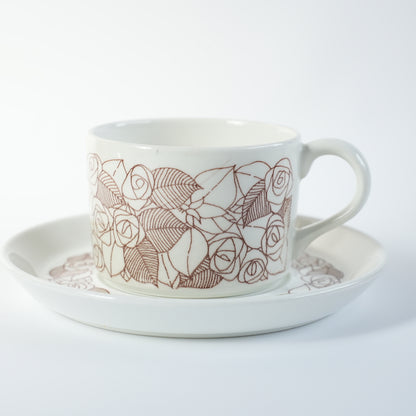 稀有 Gustavsberg Rosenfalt 茶杯和茶碟，2 件