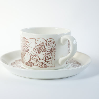 稀有 Gustavsberg Rosenfalt 茶杯和茶碟，2 件