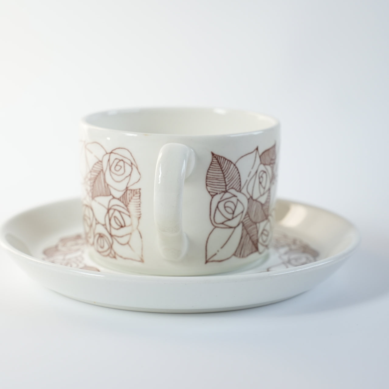 稀有 Gustavsberg Rosenfalt 茶杯和茶碟，2 件