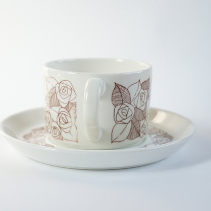 稀有 Gustavsberg Rosenfalt 茶杯和茶碟，2 件