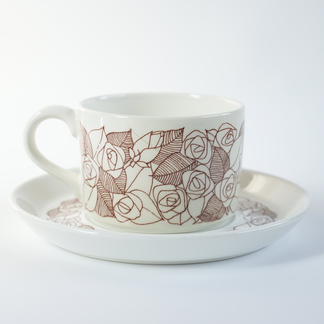 稀有 Gustavsberg Rosenfalt 茶杯和茶碟，2 件