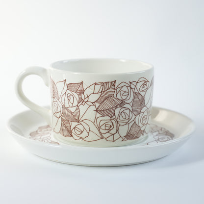 稀有 Gustavsberg Rosenfalt 茶杯和茶碟，2 件