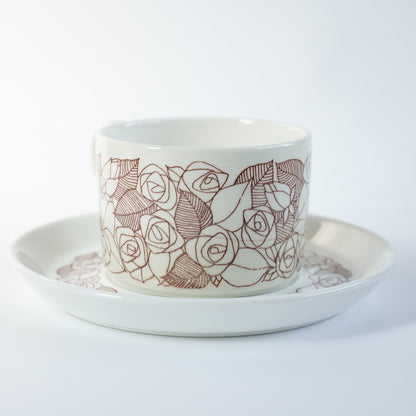 稀有 Gustavsberg Rosenfalt 茶杯和茶碟，2 件