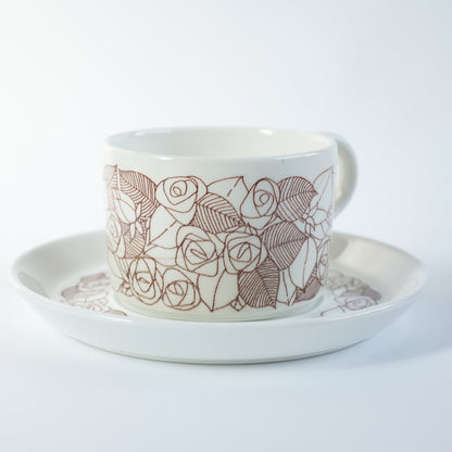 稀有 Gustavsberg Rosenfalt 茶杯和茶碟，2 件