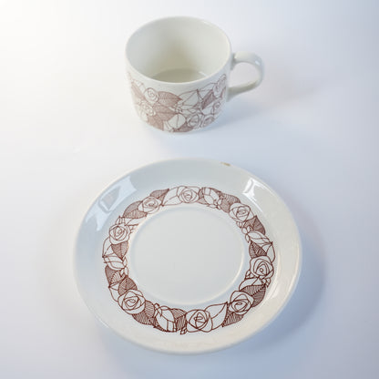 稀有 Gustavsberg Rosenfalt 茶杯和茶碟，2 件