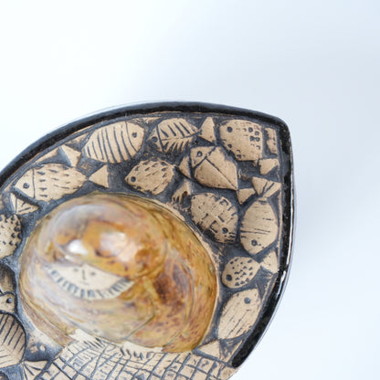 稀有颜色 Lisa Larson 渔夫（Fiskare i båt）物品 棕色衣服和黑色船体 稀有颜色变体