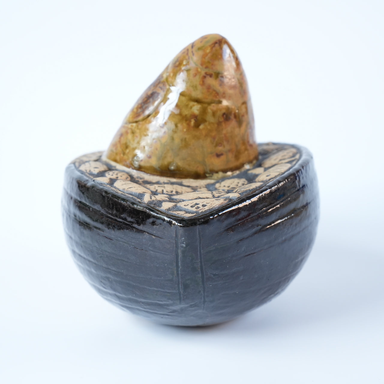 稀有颜色 Lisa Larson 渔夫（Fiskare i båt）物品 棕色衣服和黑色船体 稀有颜色变体