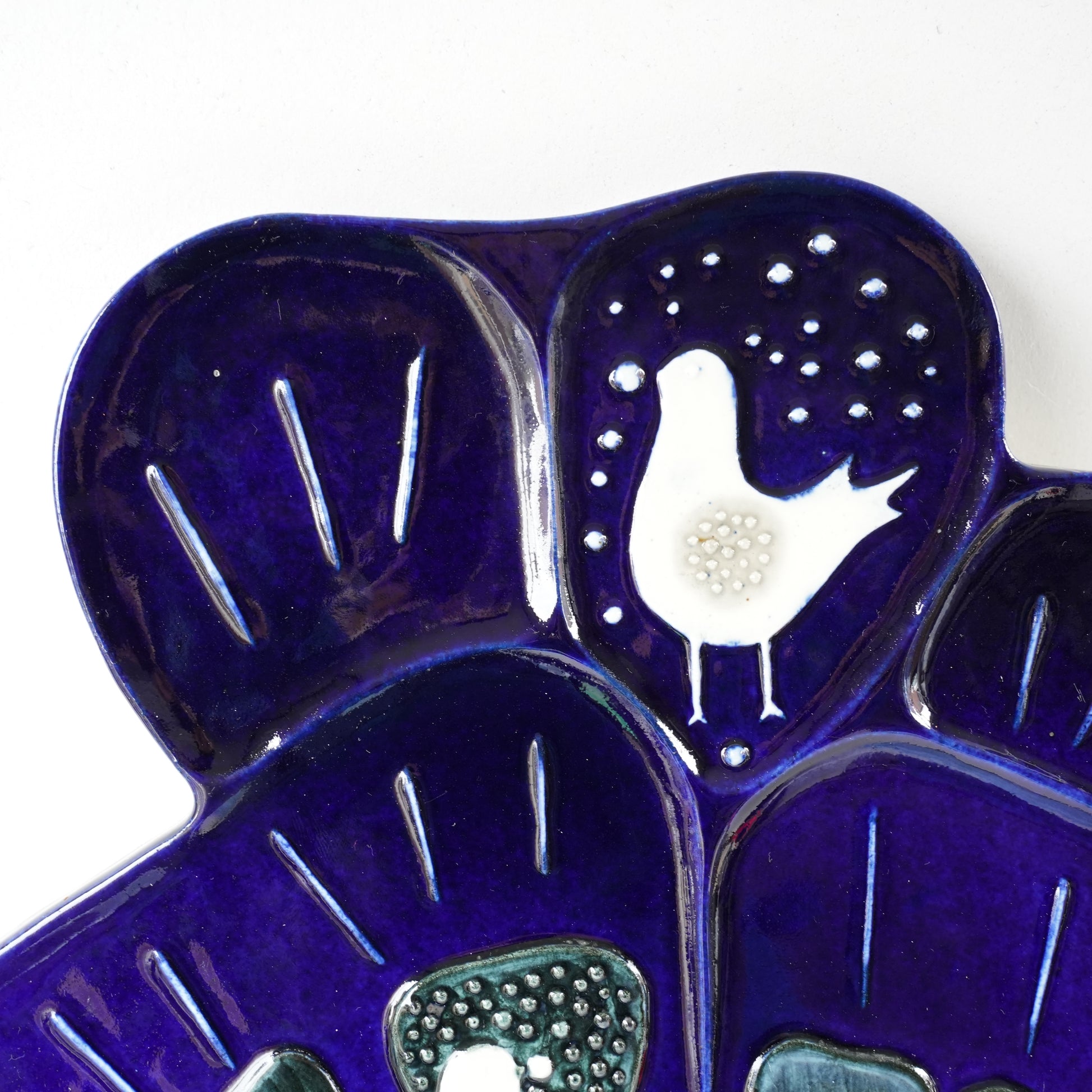 希少 ロールストランド シルヴィア・レウショヴィウス ヴィオラに集う白い小鳥の大サイズ陶板 - 2