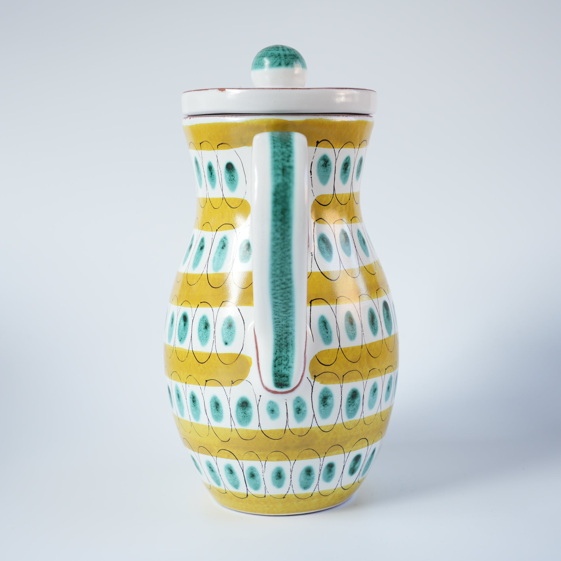 グスタフスベリ Gスタジオ ファイアンス焼き 植物文様 ピッチャー - デザイン・柄の詳細