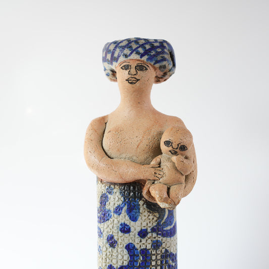 Lisa Larson Masterpiece Unique Piece African Mother and Child Statue