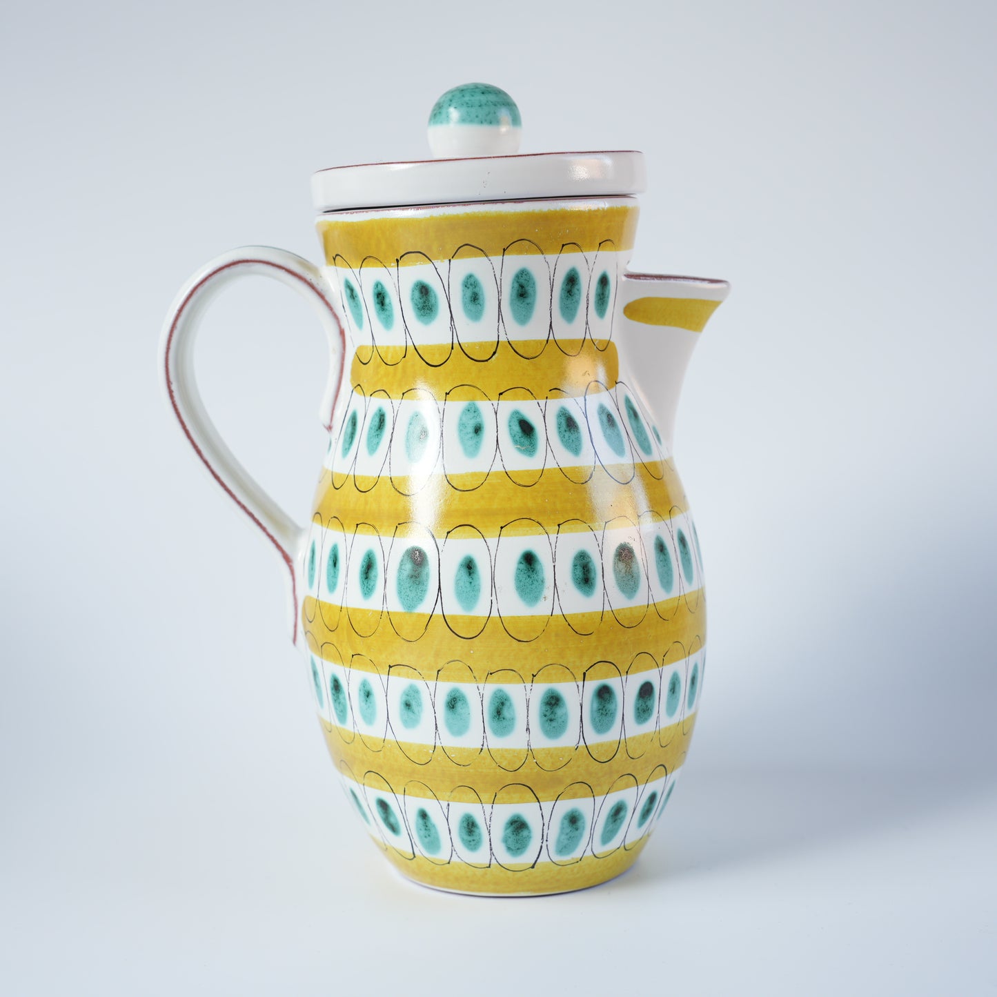 グスタフスベリ Gスタジオ ファイアンス焼き 植物文様 ピッチャー - ディテール 1