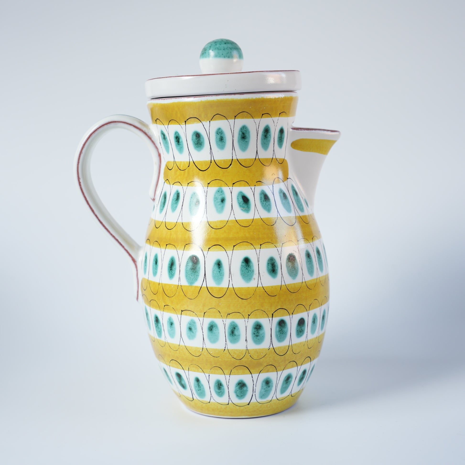 グスタフスベリ Gスタジオ ファイアンス焼き 植物文様 ピッチャー - ディテール 1