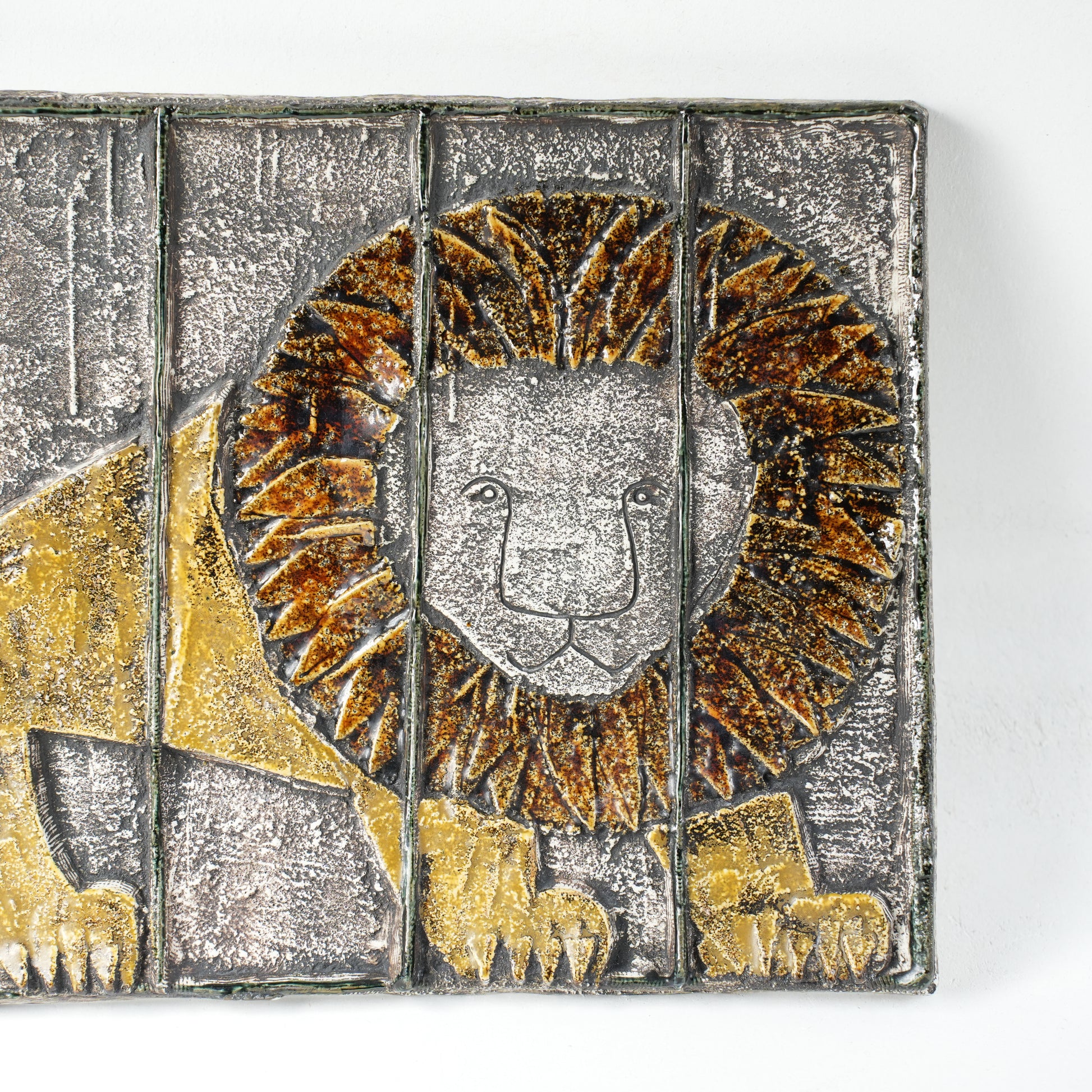 希少 リサ・ラーソン（Lisa Larson）グスタフスベリ 檻の中のライオン（LEJON I BUR）の陶板 - 2