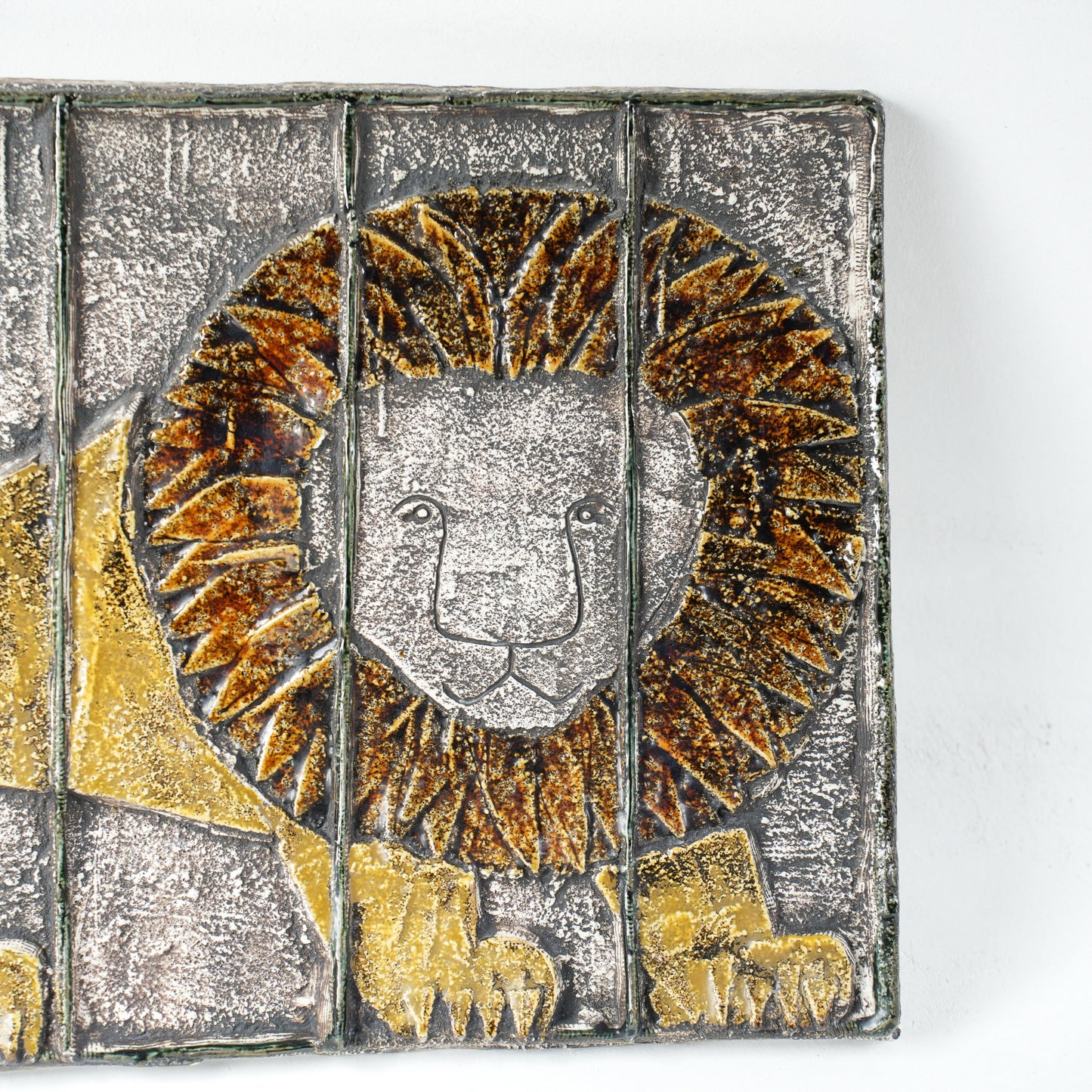 希少 リサ・ラーソン（Lisa Larson）グスタフスベリ 檻の中のライオン（LEJON I BUR）の陶板 - 5