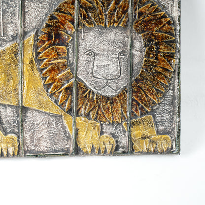 希少 リサ・ラーソン（Lisa Larson）グスタフスベリ 檻の中のライオン（LEJON I BUR）の陶板 - 6