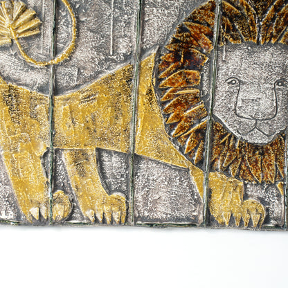 希少 リサ・ラーソン（Lisa Larson）グスタフスベリ 檻の中のライオン（LEJON I BUR）の陶板 - 7