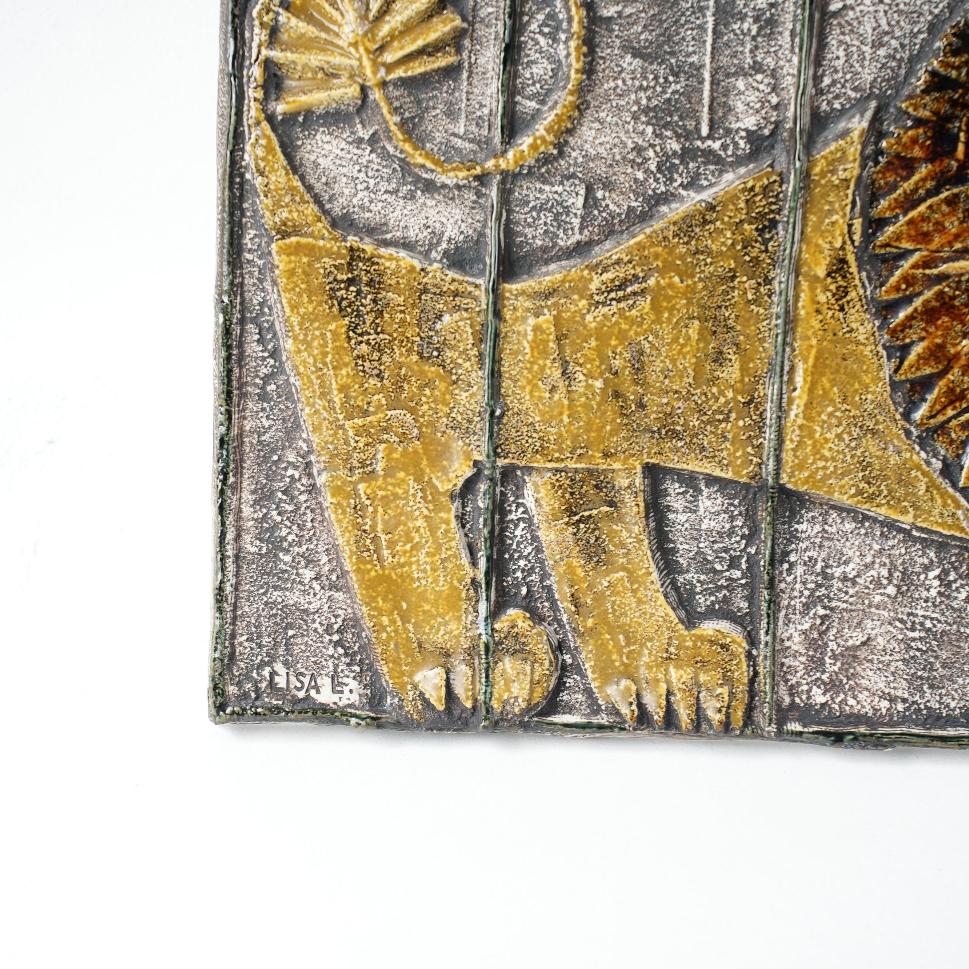 希少 リサ・ラーソン（Lisa Larson）グスタフスベリ 檻の中のライオン（LEJON I BUR）の陶板 - 8