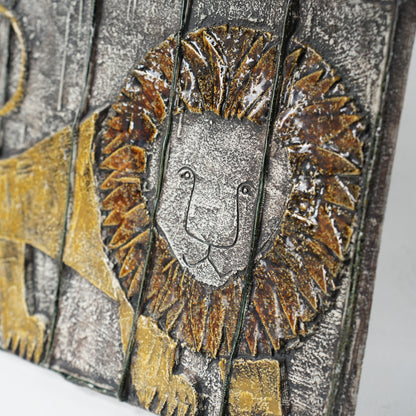 希少 リサ・ラーソン（Lisa Larson）グスタフスベリ 檻の中のライオン（LEJON I BUR）の陶板 - 14