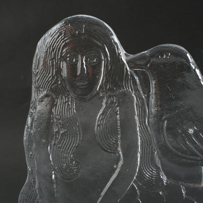 希少 リサ・ラーソン ローヤルクローナ 鳥と人魚のガラス像 - 2