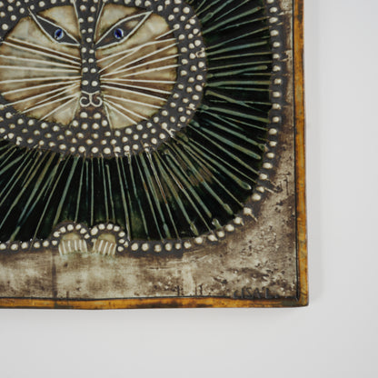 希少 グスタフスベリ リサ・ラーソン 黒い丸猫の陶板（Katt） - バックスタンプ・裏印