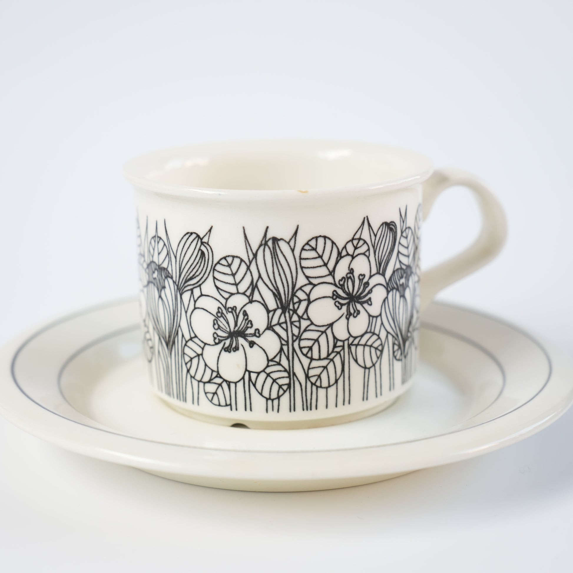 訳あり品 アラビア（ARABIA）クロッカス（Krokus）コーヒーカップ＆ソーサー - 全体像