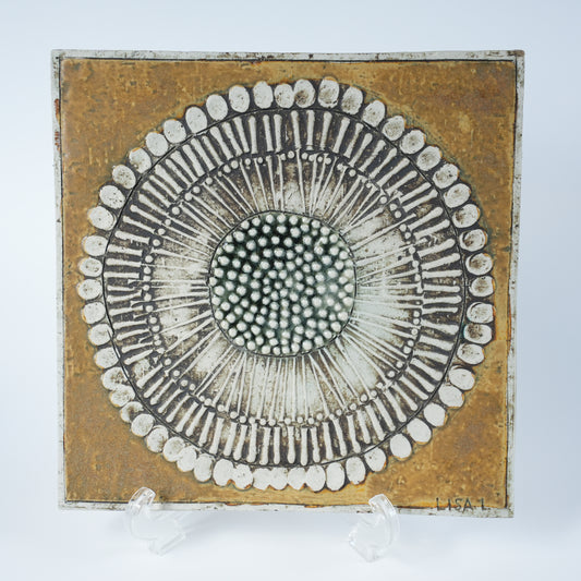 希少 ユニークピース グスタフスベリ リサ・ラーソン 白いひまわり（Solros）の陶板