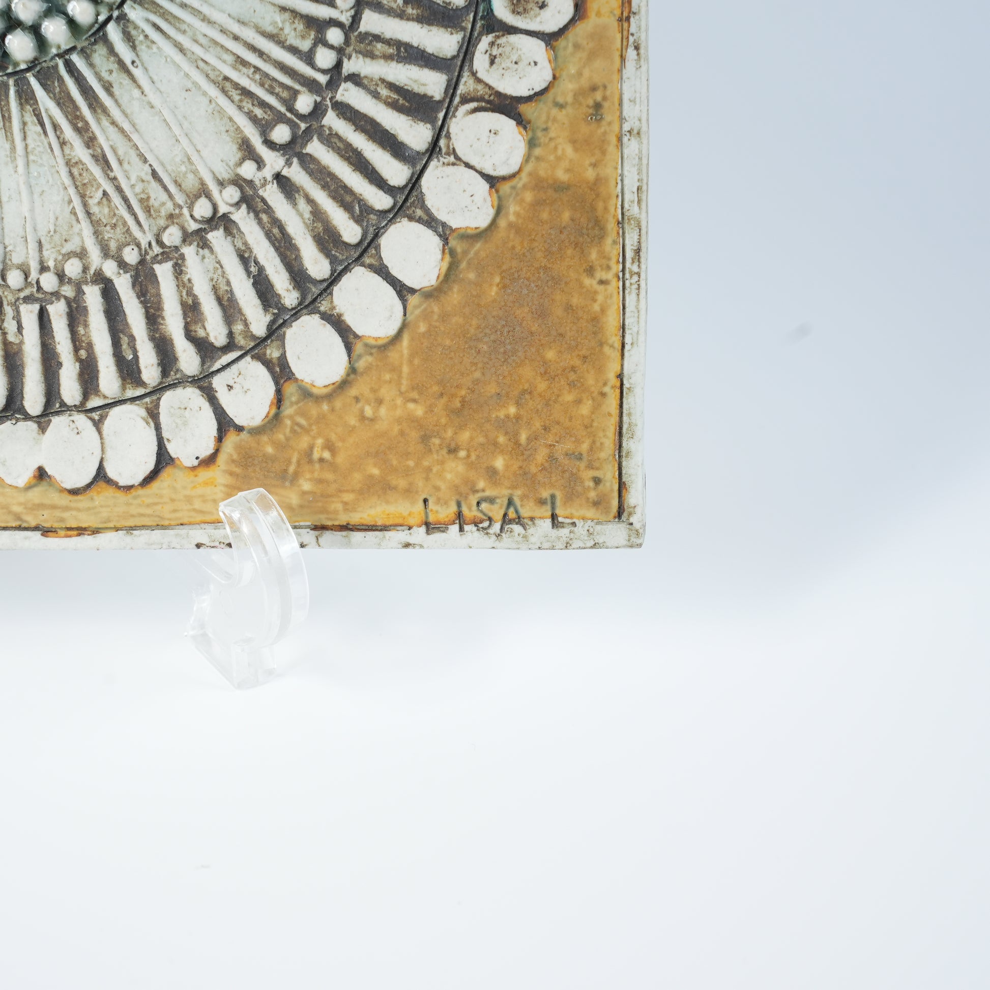 希少 ユニークピース グスタフスベリ リサ・ラーソン 白いひまわり（Solros）の陶板 - 3