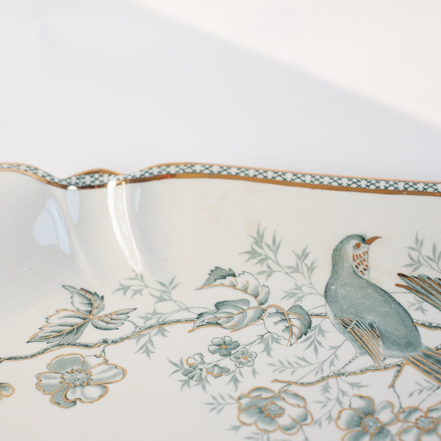 100年前の北欧皿 グスタフスベリ製 ヴェクショー（Wexiö）特大 スクエアプレート - 側面