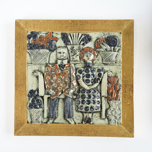 リサ・ラーソン グスタフスベリ 金婚式 Jubileum 陶板 1966年 Lisa Larson