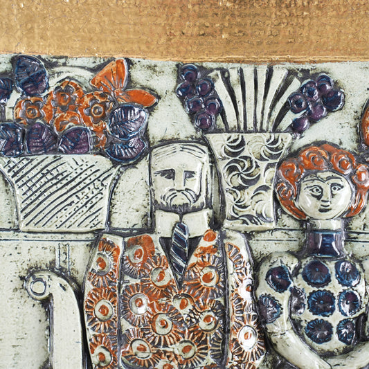 リサ・ラーソン グスタフスベリ 金婚式 Jubileum 陶板 1966年 Lisa Larson 詳細1