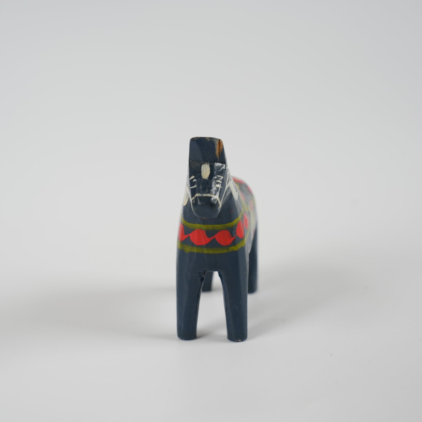ヴィンテージ ミニ ダーラナホース ダーラヘスト ネイビーブルー×クルビッツ手描き 珍しい色の作品 スウェーデン民族工芸