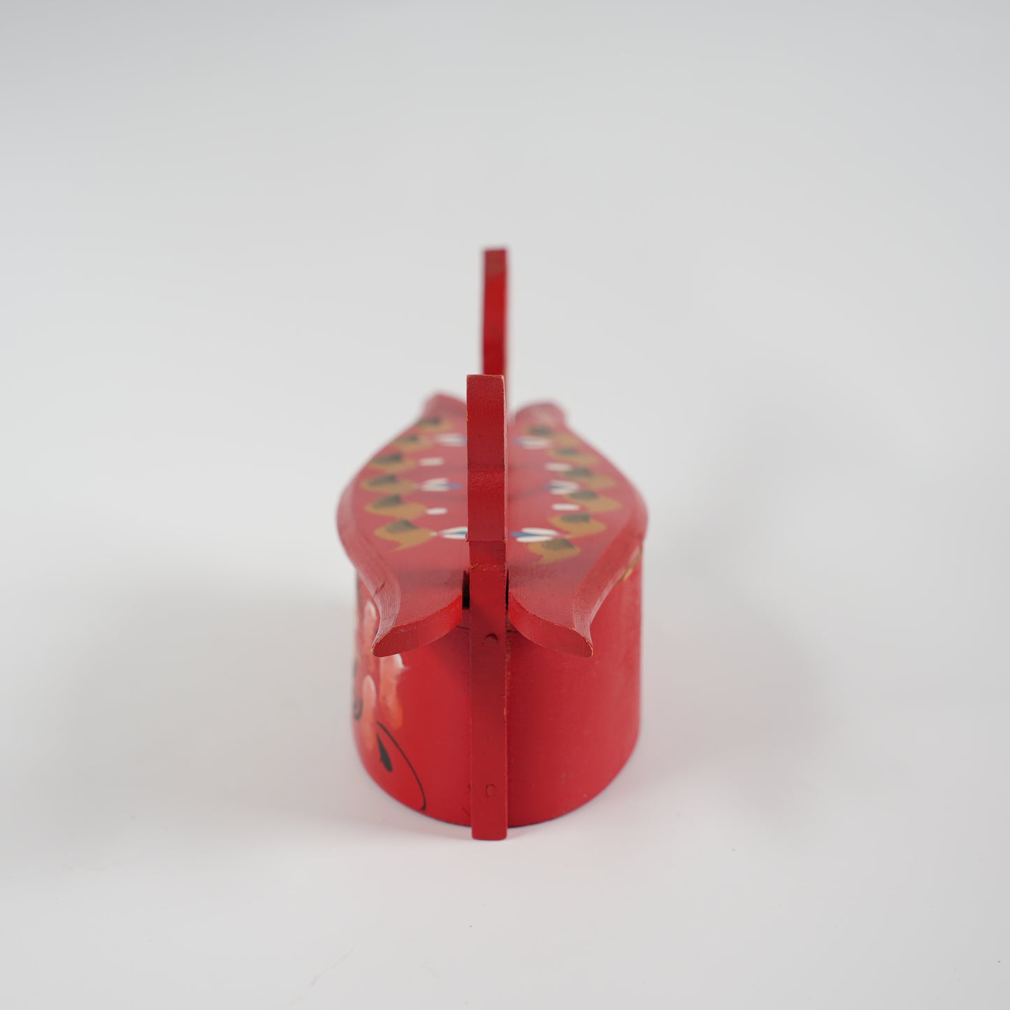 ヴィンテージ スヴェップアスク（Svepask）赤地×クルビッツ手描き 曲げ木容器 スウェーデン民族工芸