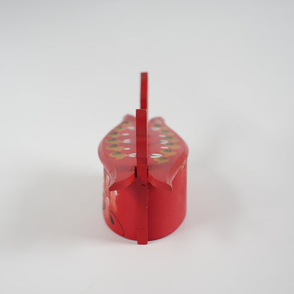 ヴィンテージ スヴェップアスク（Svepask）赤地×クルビッツ手描き 曲げ木容器 スウェーデン民族工芸