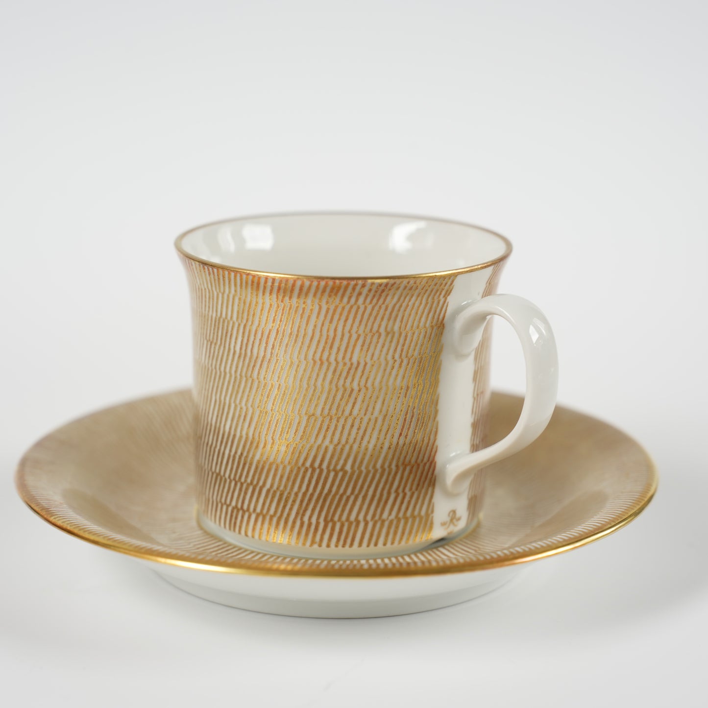 ロールストランド プリムール（Primeur）グルド「バグダッド」（Guld Bagdad）金彩 デミタスカップ＆ソーサー＆ケーキ皿 トリオ