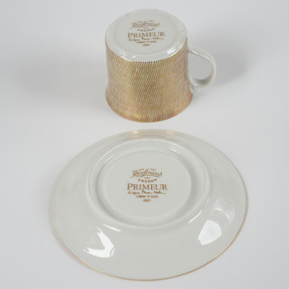 ロールストランド プリムール（Primeur）グルド「バグダッド」（Guld Bagdad）金彩 デミタスカップ＆ソーサー＆ケーキ皿 トリオ